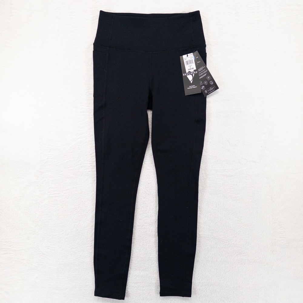 Skechers Womens GOwalk FL HW Legging M Black High Waisted Pockets Activewear NEW